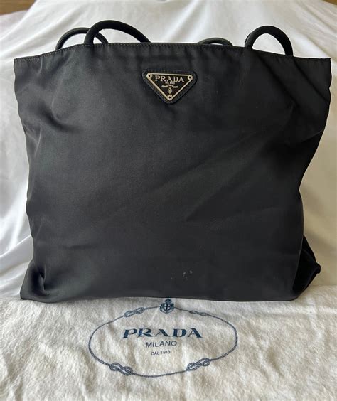 black and white prada tote|prada nylon tote bag large.